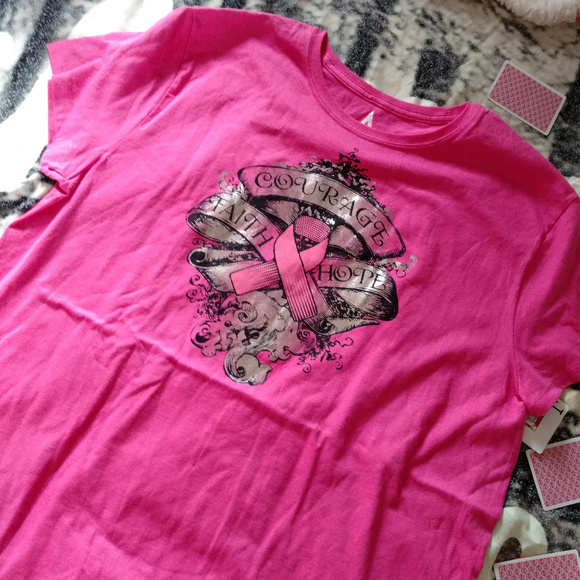 JH Design Tops - 🔴 NWT! Pink Breast Cancer Ribbon Tee Woman's XL